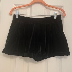 Frenchi Black Velvet Shorts With Pockets